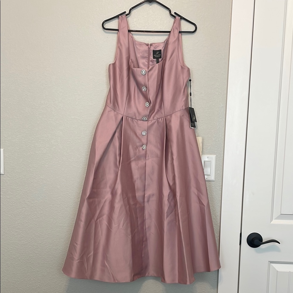 Adrianna Papell Pink Buttoned Midi Sundress for Weddings